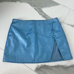 BRAND NEW- Blue Leather Skirt